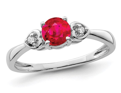 1/2 Carat (ctw) Lab-Created Ruby Ring in Sterling Silver with Accent Diamonds - 68QGG4511CRU-7