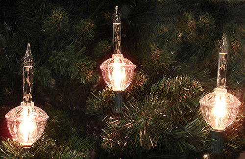 Set Of 7 Clear Christmas Bubble Lights With Green Wire