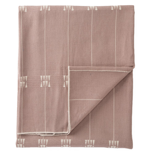 18" Mauve Purple and Cream Beige Hand-Loomed Tribal Classic Contemporary Throw Blanket