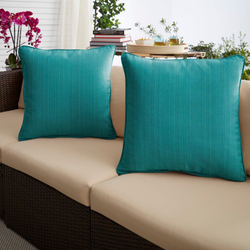 Set of 2 Aquamarine Green Sunbrella Outdoor Pillow 18"