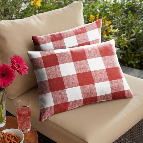 Set of 2 Red Buffalo Plaid Indoor and Outdoor Pillow, 20"
