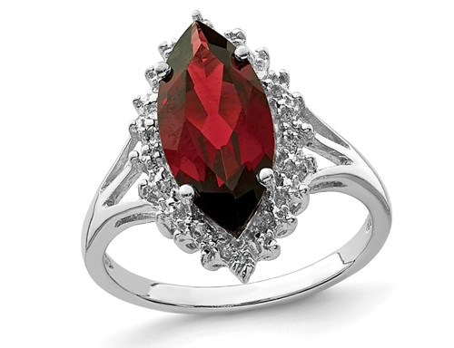 3.00 Carat (ctw) Red Garnet Marquise Ring in Sterling Silver - 68QGG0627GA-8