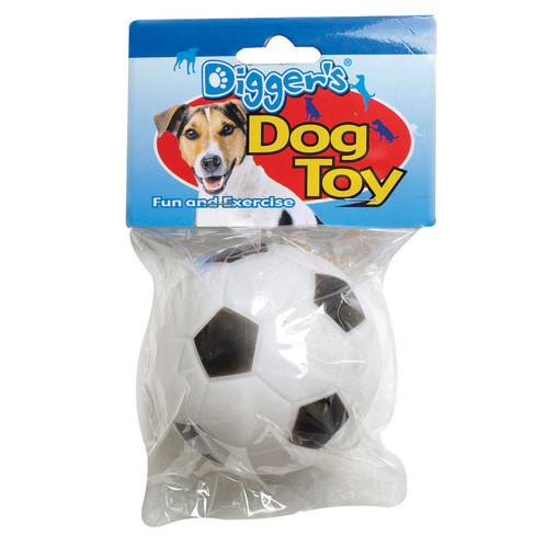 Diggers Black/White Soccer Ball Vinyl Dog Toy Medium 1 - Case Of: 1;