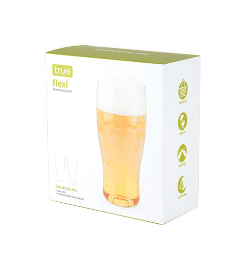 True Flexi Clear Plastic Beer Glass - Case Of: 4; Each Pack Qty: 2; Total Items Qty: 8