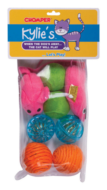 Chomper Kylies Brights Assorted Mouse and Ball Pet Toy Large 8 pc. - Case Of: 1; Each Pack Qty: 8; Total Items Qty: 8