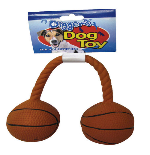 Diggers Orange Twin Basketball Latex Dog Toy Medium - Case Of: 1;