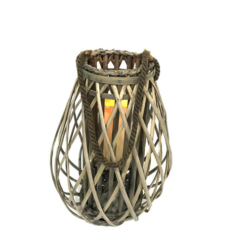 Infinity LED Wood Flameless Lantern Gray - Case Of: 1;
