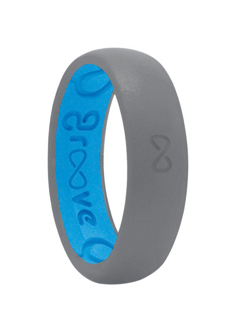 Groove Life Unisex Round Storm Gray/Blue Wedding Band Silicone Water Resistant - Case Of: 1;