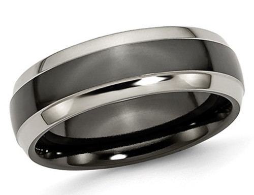 Mens Chisel 7mm Two-tone Titanium Wedding Band Ring - 28QGG0229GM-11