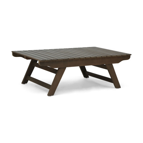 37" Brown Traditional Handcrafted Rectangular Outdoor Coffee Table
