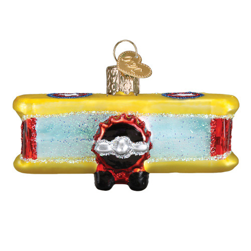 Old World Christmas Biplane Glass Ornament 46072 FREE BOX Yellow Airplane New