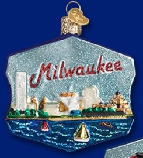 Old World Christmas Milwaukee Wisconsin Glass Ornament FREE BOX 36169 New