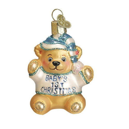 Old World Christmas Baby Boy Glass Ornament Set 4 Piece 14028 New
