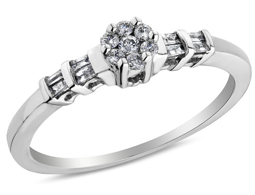 Diamond Cluster Promise Ring 1/6 Carat (ctw J-K, I2-I3) in 14K White Gold - 08GDG171615W-7