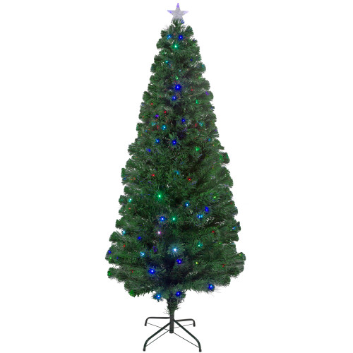 6' Pre-Lit Color Changing Fiber Optic LED Christmas Tree with Star Tree Topper