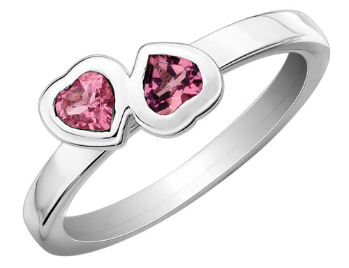 Pink Tourmaline Double Heart Ring 2/5 Carat (ctw) in Sterling Silver - 68QGG0407PT-7