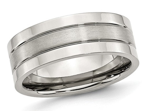 Mens Chisel 8mm Satin Stainless Steel Comfort Fit Wedding Band Ring - 88QGG0031GF-9