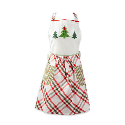 40" x 31" Red, White, and Green Kitchen and Tabletop Jolly Tree Collection Apron