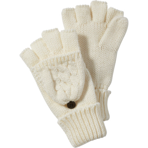 8" White Tickled Pink Cableknit Mittens