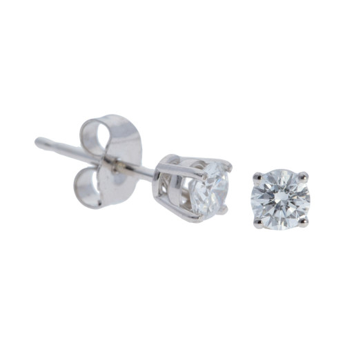 4" White Gold 4-Prong Round Diamond Stud Earrings