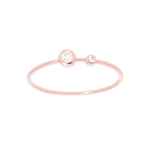 Rose Gold 14K Two Bezel Diamond Thin Band Ring - Size 5