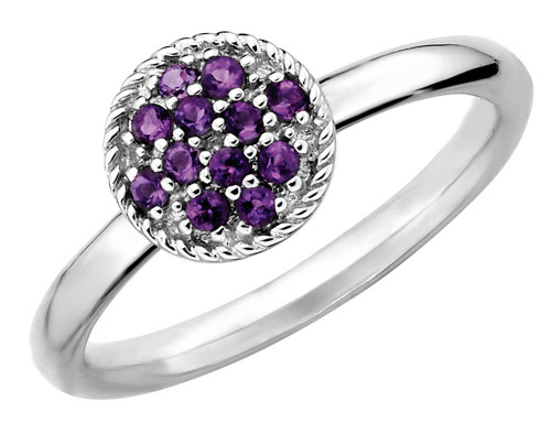 Ladies Stackable Amethyst Ring 1/5 Carat (ctw) in Sterling Silver - 68QGG0319AM-6