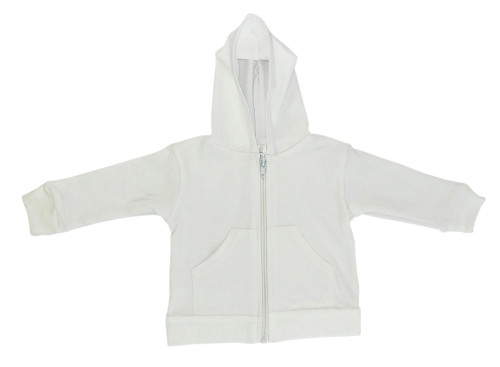 6-Inch White Solid Baby Whimsical Zipper Hoodie Sweat Shirt