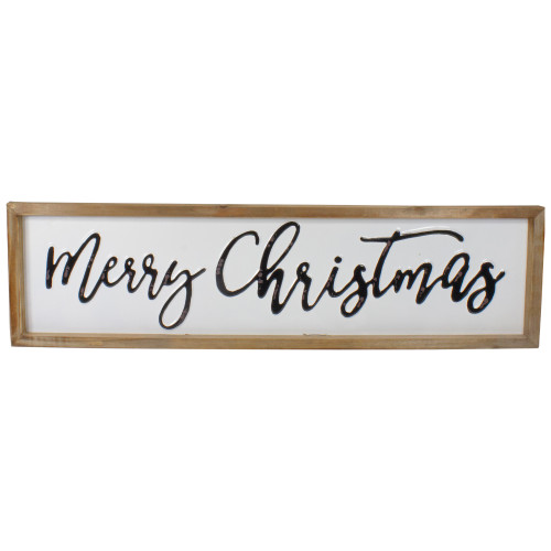 26" Black and White Merry Christmas Wooden Framed Wall Sign