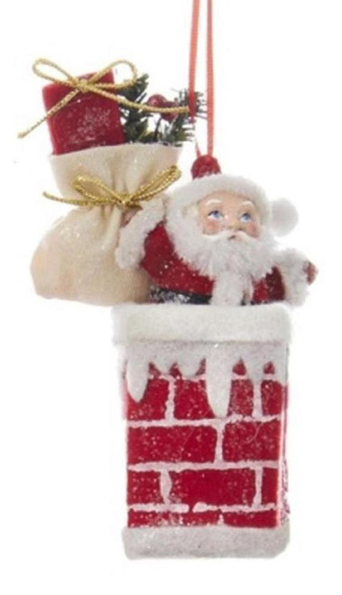 5.25" Santa In The Chimney Decorative Christmas Ornament