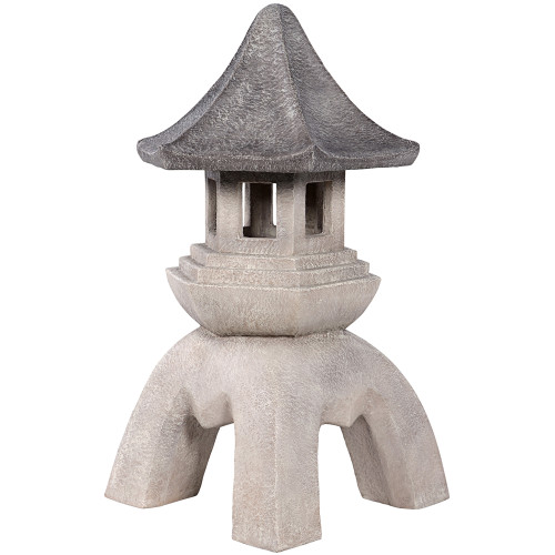 42.5" Gray and White Giant Pagoda Lantern Statue