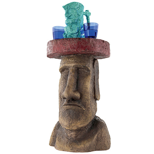 20.5" Brown and Red Easter Island Moai Side Table