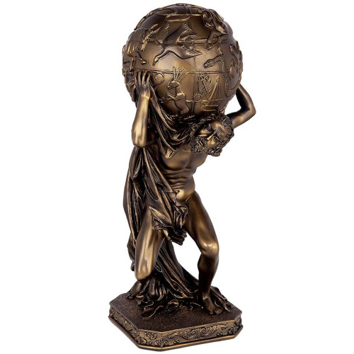 13.5" Bronze Titan God Atlas with Globe Statue