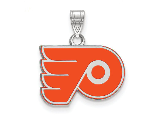 LogoArt Sterling Silver Philadelphia Flyers Small Enamel Pendant Necklace SS017FLYT