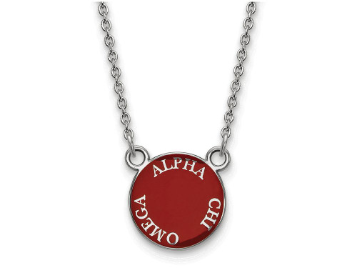 LogoArt Sterling Silver Alpha Chi Omega Extra Small Enameled Pendant Necklace with 18 Inch SS012ACO18T
