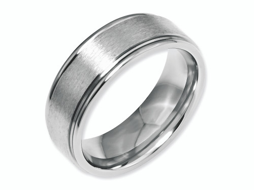 Chisel Stainless Steel Grooved Edge 8mm Brushed and Polished Wedding Band SR87 - SR87Y95