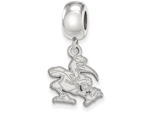 LogoArt Sterling Silver University Of Miami Bead Charm Charm Small Dangle Bead Charm SS065UMFT