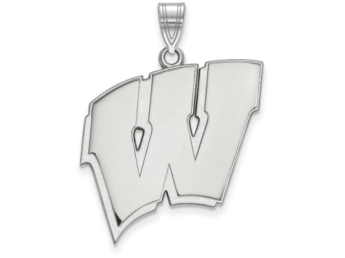 LogoArt Sterling Silver University Of Wisconsin XL Pendant Necklace SS005UWIT