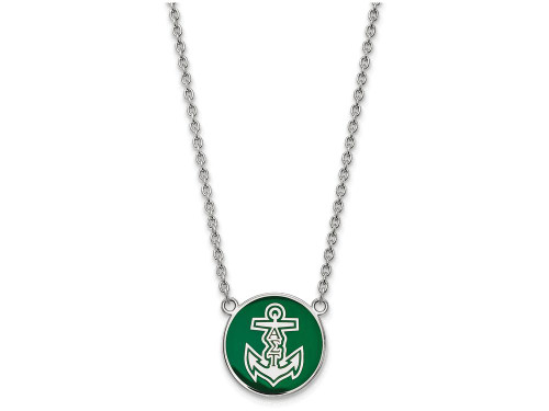 LogoArt Sterling Silver Alpha Sigma Tau Small Enameled Pendant Necklace with 18 Inch SS043ALS18T