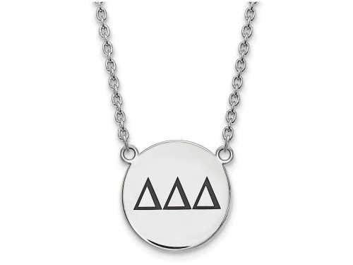 LogoArt Sterling Silver Delta Delta Delta Small Enameled Pendant Necklace with 18 Inch SS017DDD18T