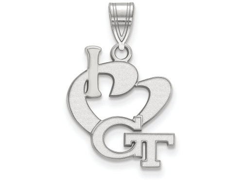 LogoArt Sterling Silver Georgia Institute Of Technology Large I Love Logo Pendant Necklace SS014GTT