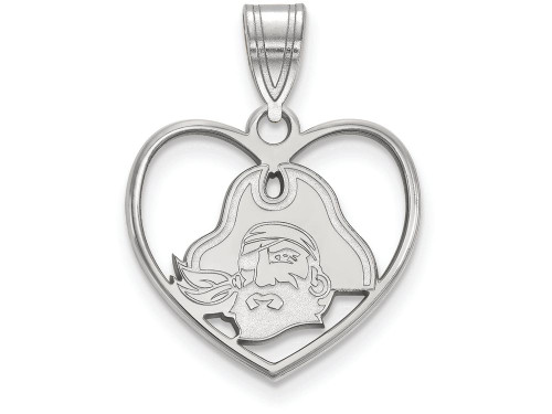 LogoArt Sterling Silver East Carolina University Pendant Necklace in Heart SS067ECUT