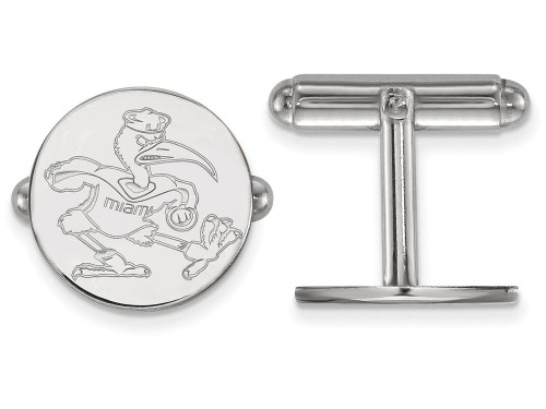 LogoArt Sterling Silver University Of Miami Cuff Link SS053UMFT