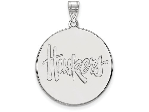 LogoArt Sterling Silver University Of Nebraska XL Disc Pendant Necklace SS063UNET