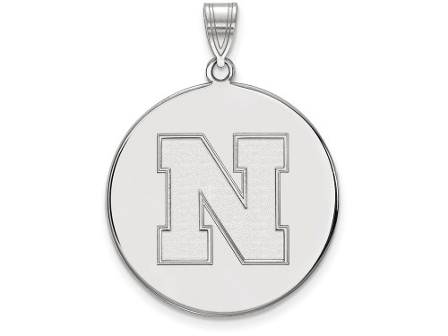 LogoArt Sterling Silver University Of Nebraska XL Disc Pendant Necklace SS060UNET