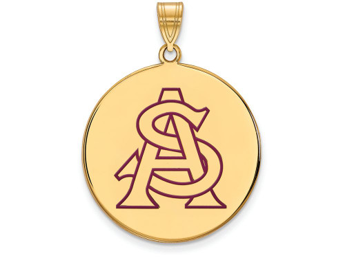 Logoart Sterling Silver Gp Arizona State University Extra Large Enamel Disc Pendant GP057AZSAE
