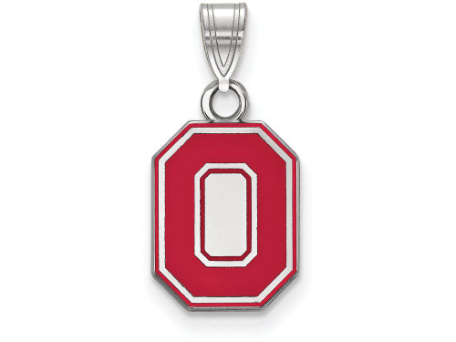 LogoArt Sterling Silver Ohio State University Small Enamel Pendant Necklace SS055OSUT