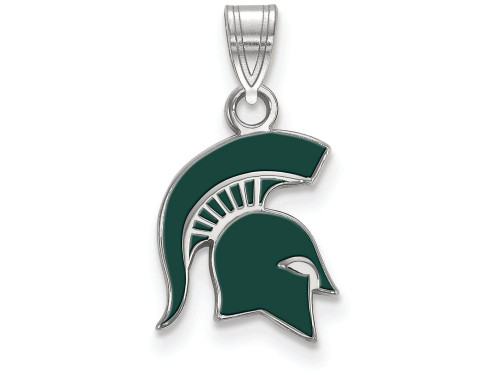 LogoArt Sterling Silver Michigan State University Small Enamel Pendant Necklace SS059MIST