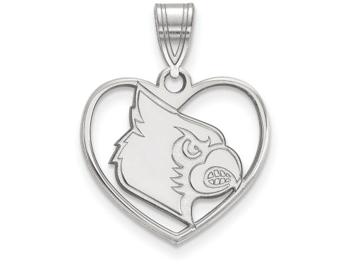 LogoArt Sterling Silver University Of Louisville Pendant Necklace in Heart SS052ULT
