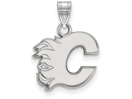 LogoArt Sterling Silver Calgary Flames Small Pendant Necklace SS002FLAT