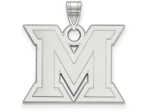 LogoArt Sterling Silver Miami University Large Pendant Necklace SS004MUT